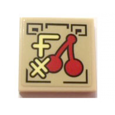 tan tile 2 x 2 with red cherries and gold ninjago logogram 59 on tan background pattern sticker - set 70607