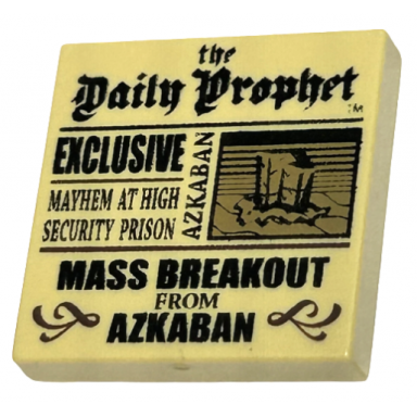 tan tile 2 x 2 with newspaper the daily prophet exclusive mayhem at high security prison and mass breakout from azkaban pattern