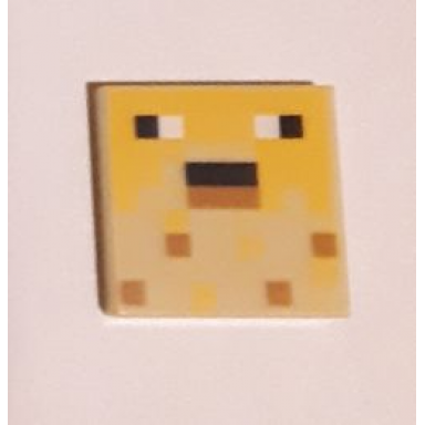 tan tile 2 x 2 with pixelated minecraft pufferfish pattern