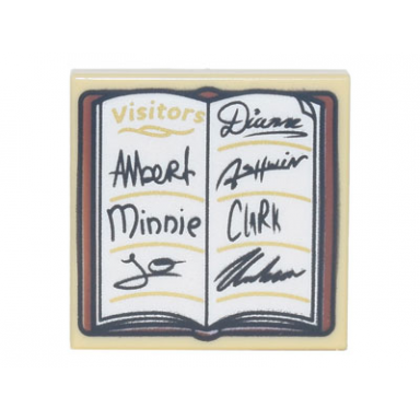 tan tile 2 x 2 with guest book visitors signatures albert minnie jo diana clark and reddish brown cover pattern