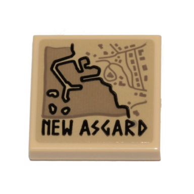 tan tile 2 x 2 with map new asgard pattern sticker - set 76208