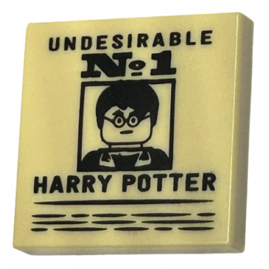 tan tile 2 x 2 with poster undesirable no.1 and harry potter pattern