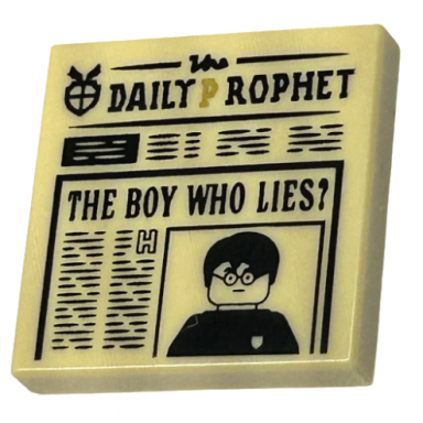 tan tile 2 x 2 with newspaper the daily prophet and the boy who lies? pattern