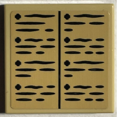 tan tile 2 x 2 with black writing lines and dots pattern sticker - set 76403