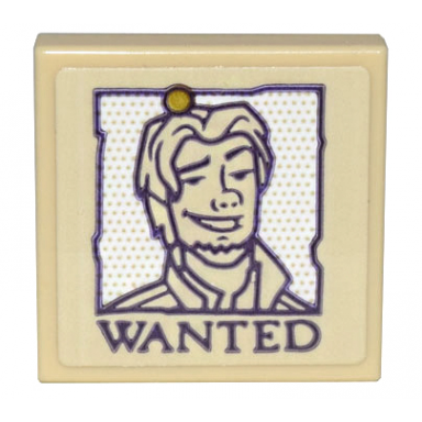 tan tile 2 x 2 with tan poster with smiling man flynn rider on white background and wanted pattern sticker - set 43205