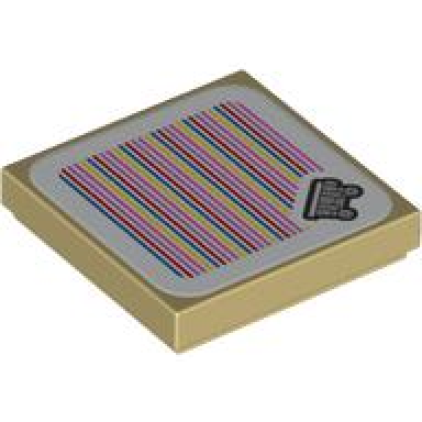 tan tile 2 x 2 with super mario scanner code mine kart pattern sticker - set 71425