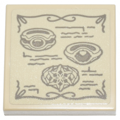tan tile 2 x 2 with 3 dark tan rings scribbles and scrollwork edges pattern sticker - set 10333