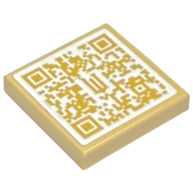 tan tile 2 x 2 with stylized gold capital letter w and qr code pattern sticker - set 75682