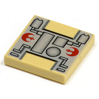 tan tile 2 x 2 with sw rebel mechanical pattern