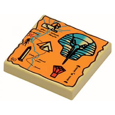 tan tile 2 x 2 with map orange and hieroglyphs 60 pattern