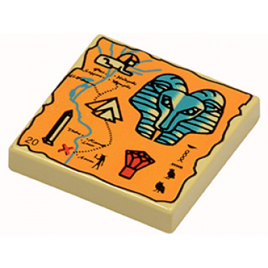 tan tile 2 x 2 with map orange and hieroglyphs 20 pattern
