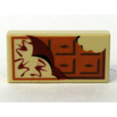 tan tile 1 x 2 with chocolate bar pattern