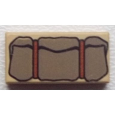 tan tile 1 x 2 with dark gray bedroll pattern