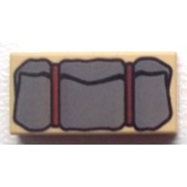 tan tile 1 x 2 with dark bluish gray bedroll pattern