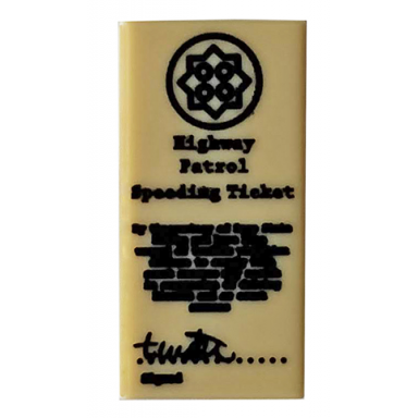 tan tile 1 x 2 with highway patrol speeding ticket pattern