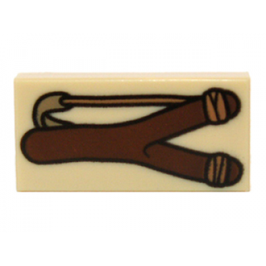 tan tile 1 x 2 with slingshot pattern
