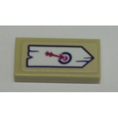 tan tile 1 x 2 with archery arrow in target sign on white board pattern sticker - set 41121