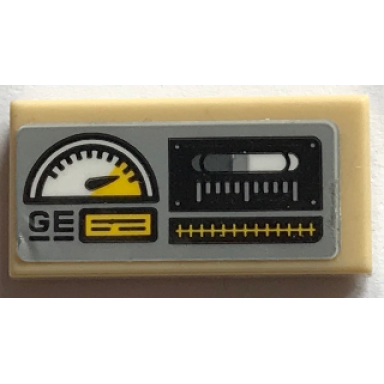 tan tile 1 x 2 with dials and graphs on light bluish gray background pattern sticker - set 70913