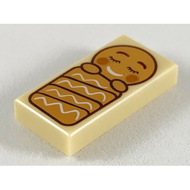 tan tile 1 x 2 with gingerbread baby pattern