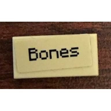 tan tile 1 x 2 with bones pattern sticker - set 21144