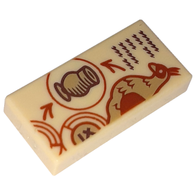 tan tile 1 x 2 with dark brown scribbles dark orange arrows and circles dark tan bird and cauldron pattern hp spell book page