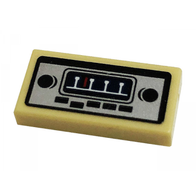 tan tile 1 x 2 with car radio pattern sticker - set 10265