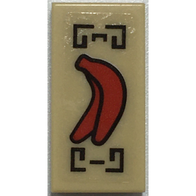 tan tile 1 x 2 with red bananas and black geometric pattern sticker - set 70657