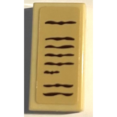 tan tile 1 x 2 with dark brown lines writing on tan background pattern sticker - set 75969