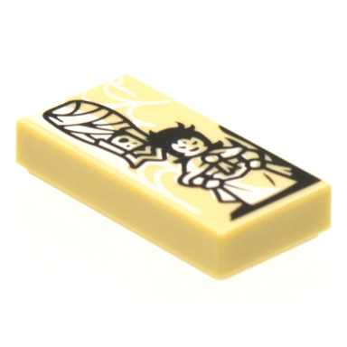 tan tile 1 x 2 with journey to the west page with spider demoness pattern