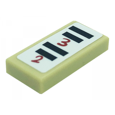 tan tile 1 x 2 with black stripes and red numbers 2 and 3 pattern sticker - set 41379