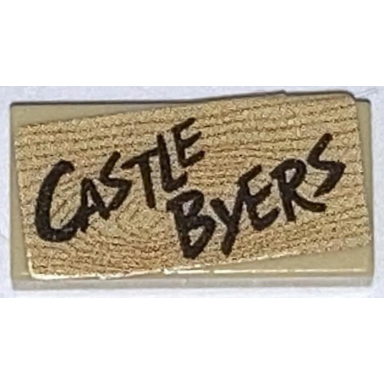 tan tile 1 x 2 with wood grain and castle byers pattern sticker - set st