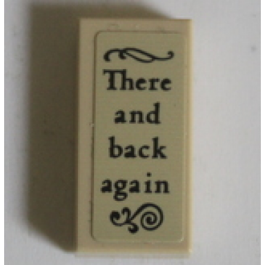 tan tile 1 x 2 with black ornate filigree and there and back again pattern sticker - set 10316