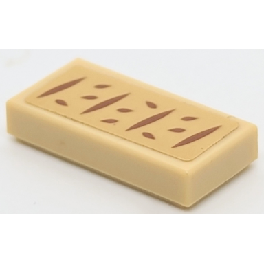 tan tile 1 x 2 with reddish brown bread and seeds pattern sticker - set 41442