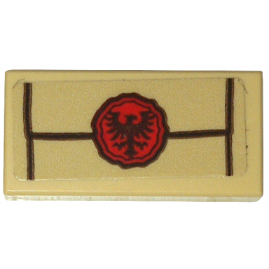 tan tile 1 x 2 with envelope with red wax seal with falcon imprint pattern sticker - set 10332