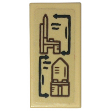 tan tile 1 x 2 with chair blueprints pattern sticker - set 10332