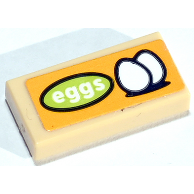 tan tile 1 x 2 with white eggs in lime oval pattern sticker - set 41747