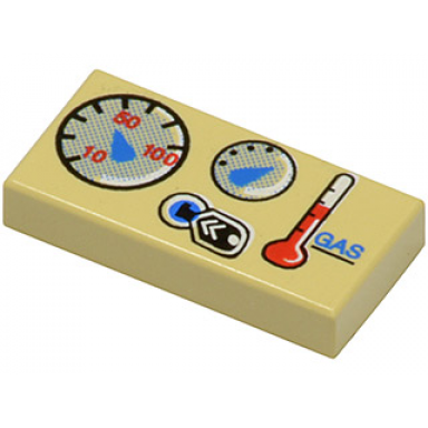 tan tile 1 x 2 with car gauges pattern
