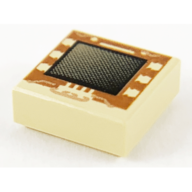 tan tile 1 x 1 with faded black screen with brown border copper circuitry pattern