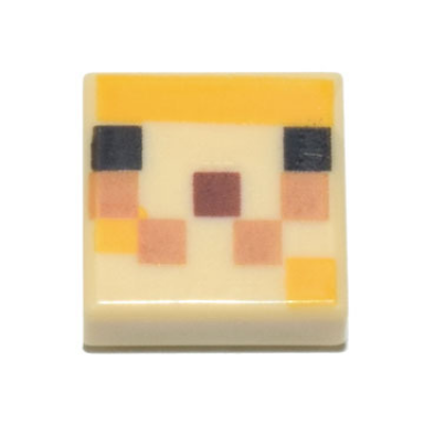 tan tile 1 x 1 with pixelated black bright light orange medium nougat and reddish brown squares pattern minecraft pufferfish fry face