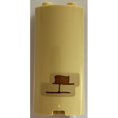 tan cylinder quarter 2 x 2 x 5 with 1 x 1 cutout with medium nougat bricks and mortar pattern model left side sticker - set 76401
