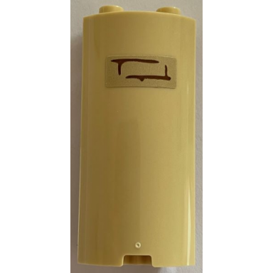 tan cylinder quarter 2 x 2 x 5 with 1 x 1 cutout with medium nougat bricks and mortar pattern model right side sticker - set 76401