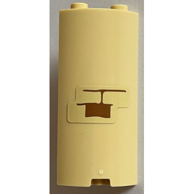 tan cylinder quarter 2 x 2 x 5 with 1 x 1 cutout with medium nougat bricks and mortar pattern model left side sticker - set 76402