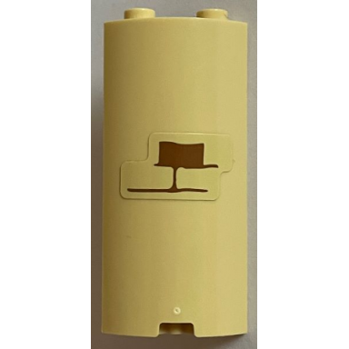 tan cylinder quarter 2 x 2 x 5 with 1 x 1 cutout with medium nougat bricks and mortar pattern model right side sticker - set 76402