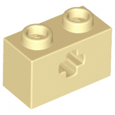 tan technic brick 1 x 2 with axle hole