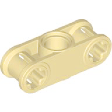 tan technic axle and pin connector perpendicular 3l with center pin hole