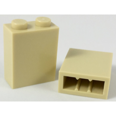tan brick 1 x 2 x 2 with inside stud holder