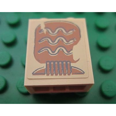 tan brick 1 x 2 x 2 with inside stud holder with hieroglyphs 3 snakes on minifigure head pattern sticker - set 7325