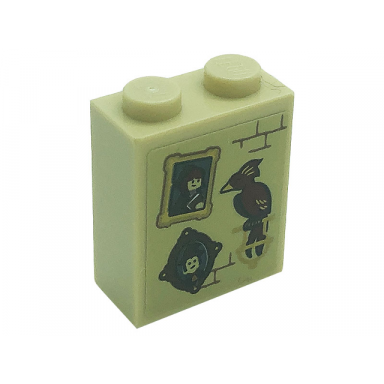 tan brick 1 x 2 x 2 with inside stud holder with phoenix 2 portrait pictures and bricks pattern sticker - set 71043