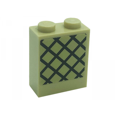 tan brick 1 x 2 x 2 with inside stud holder with lattice pattern sticker - set 71043