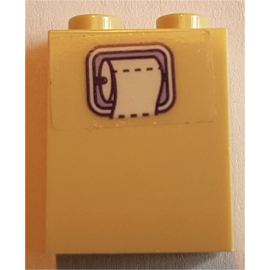 tan brick 1 x 2 x 2 with inside stud holder with toilet paper pattern sticker - set 41369